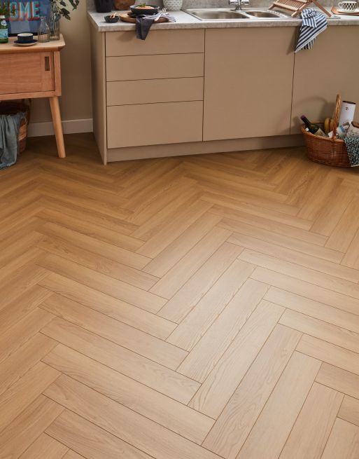 Luxe Herringbone - Golden Oak Laminate Flooring
