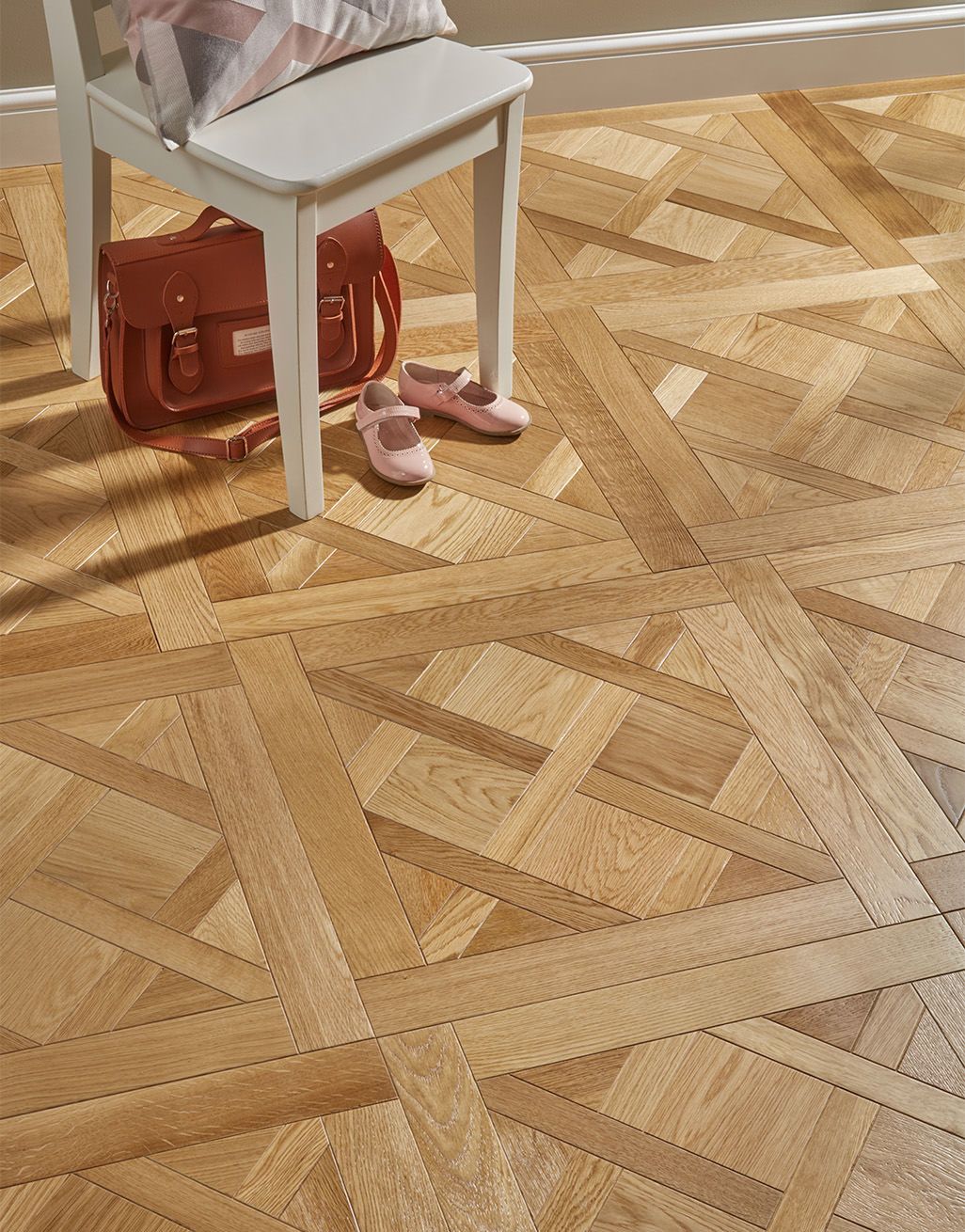 Avignon Natural Oak Lacquered Versailles Tile Engineered Wood Flooring 1