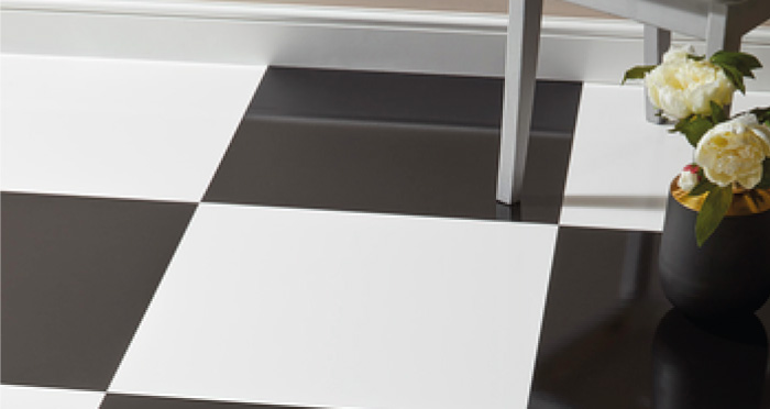 Chequer Tile - Black High Gloss Laminate Flooring - Descriptive 3